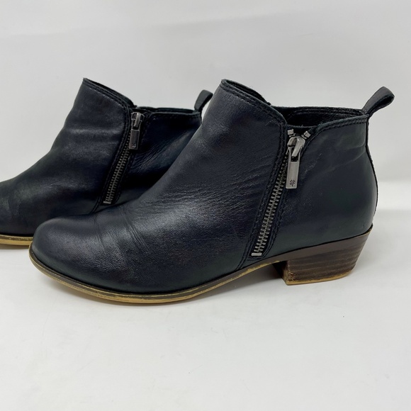 Lucky Brand Basel Black Leather Zip Side Ankle Boots Size 8M - Picture 8 of 15